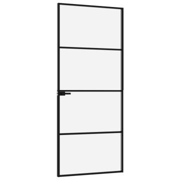 Interior Door Black 83x201.5 cm Tempered Glass&Aluminium