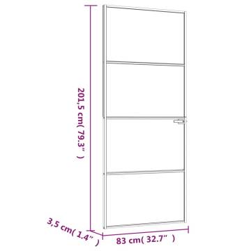 Interior Door Black 83x201.5 cm Tempered Glass&Aluminium