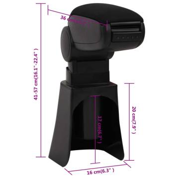 Car Armrest Black 16x36x(41-57) cm ABS