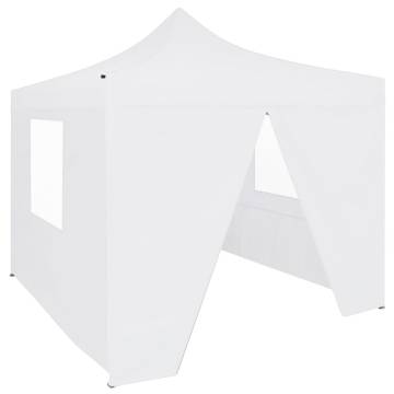 Professional Folding Party Tent with 4 Sidewalls 3x3 m Steel White