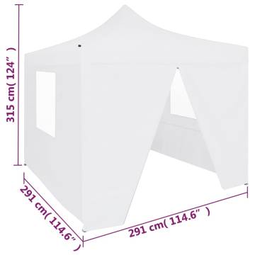 Professional Folding Party Tent with 4 Sidewalls 3x3 m Steel White