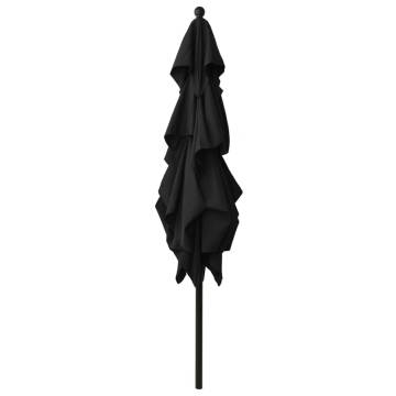 3-Tier Parasol with Aluminium Pole Black 2.5x2.5 m