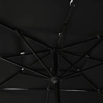 3-Tier Parasol with Aluminium Pole Black 2.5x2.5 m