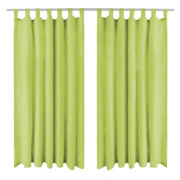 Micro-Satin Curtains 2 pcs with Loops 140x225 cm Green