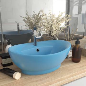 Luxury Basin Overflow Oval Matt Light Blue 58.5x39 cm Ceramic