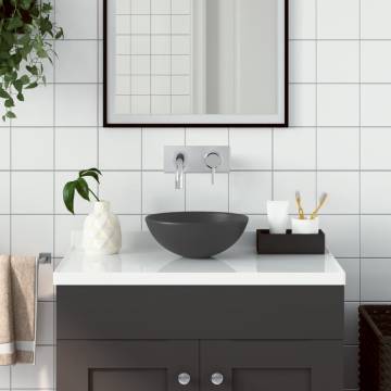 Bathroom Sink Ceramic Dark Grey Round