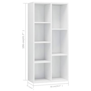 Book Cabinet High Gloss White 50x25x106 cm Engineered Wood