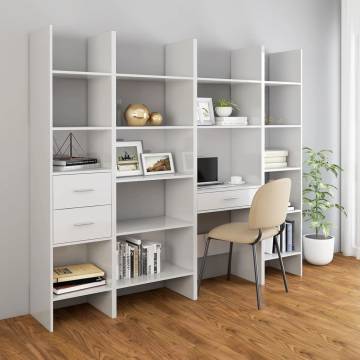 Book Cabinet High Gloss White 60x35x180 cm Engineered Wood