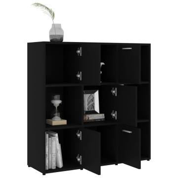 Book Cabinet Black 90x30x90 cm Engineered Wood