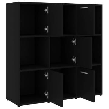 Book Cabinet Black 90x30x90 cm Engineered Wood