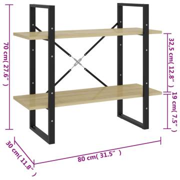 2-Tier Book Cabinet Sonoma Oak 80x30x70 cm Engineered Wood