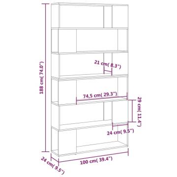 Book Cabinet Room Divider High Gloss White 100x24x188 cm