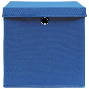 Storage Boxes with Covers 10 pcs 28x28x28 cm Blue