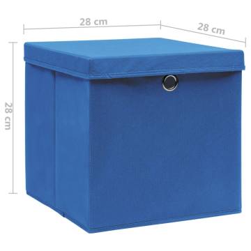 Storage Boxes with Covers 10 pcs 28x28x28 cm Blue