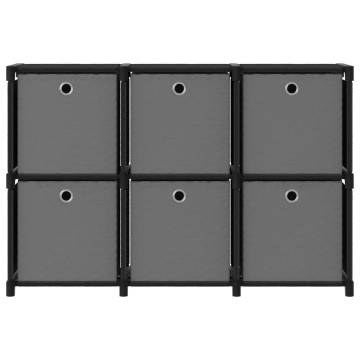 6-Cube Display Shelf with Boxes Black 103x30x72.5 cm Fabric