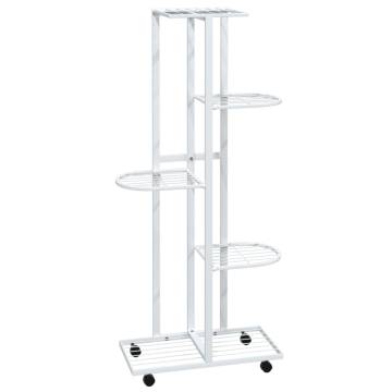 5-Floor Flower Stand with Wheels 44x23x100 cm White Iron