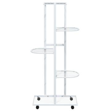 5-Floor Flower Stand with Wheels 44x23x100 cm White Iron