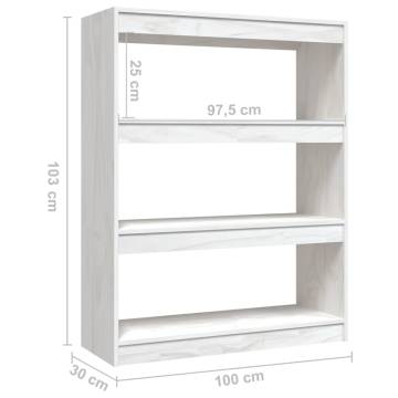 Book Cabinet/Room Divider White 100x30x103 cm Solid Pinewood