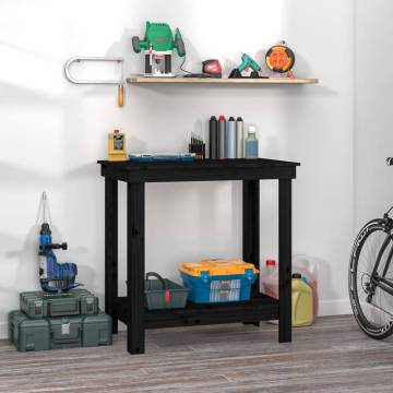 Work Bench Black 80x50x80 cm Solid Wood Pine