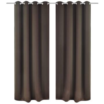 Blackout Curtains 2 pcs with Metal Eyelets 135x175 cm Brown