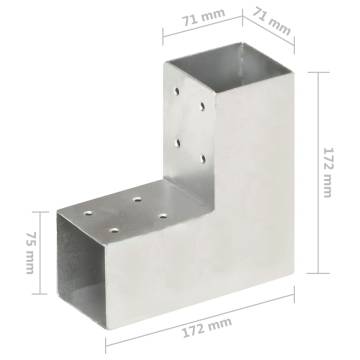 Post Connector L Shape Galvanised Metal 71x71 mm