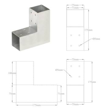 Post Connector L Shape Galvanised Metal 71x71 mm