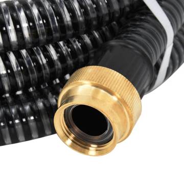 Suction Hose with Brass Connectors Black 1.1" 7 m PVC