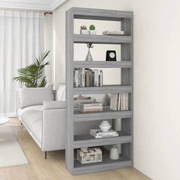 Book Cabinet/Room Divider Grey Sonoma 80x30x198 cm Engineered Wood