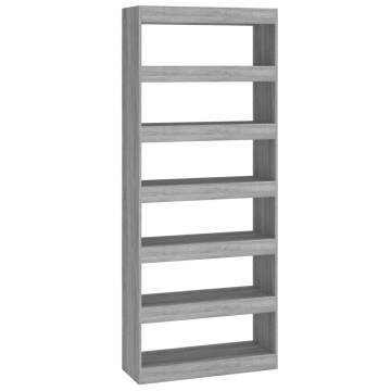 Book Cabinet/Room Divider Grey Sonoma 80x30x198 cm Engineered Wood