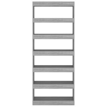 Book Cabinet/Room Divider Grey Sonoma 80x30x198 cm Engineered Wood