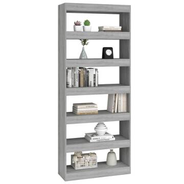 Book Cabinet/Room Divider Grey Sonoma 80x30x198 cm Engineered Wood