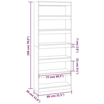 Book Cabinet/Room Divider Grey Sonoma 80x30x198 cm Engineered Wood