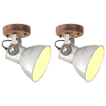 Industrial Wall/Ceiling Lamps 2 pcs Silver 20x25 cm E27