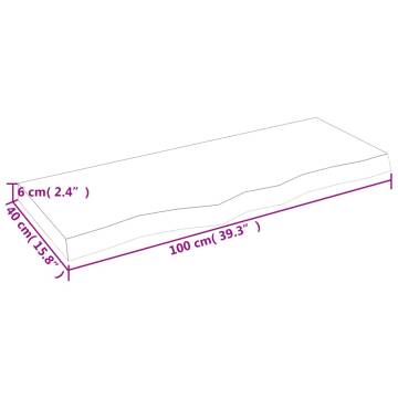 Table Top 100x40x(2-6) cm Untreated Solid Wood Oak