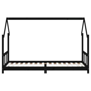 Kids Bed Frame Black 90x200 cm Solid Wood Pine