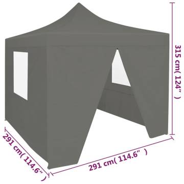 Foldable Party Tent Pop-Up with 4 Sidewalls 3x3 m Anthracite