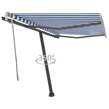 Freestanding Manual Retractable Awning 350x250 cm Blue/White