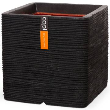 Capi Planter Nature Rib Square 40x40 cm Black KBLR903