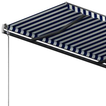 Freestanding Manual Retractable Awning 350x250 cm Blue/White