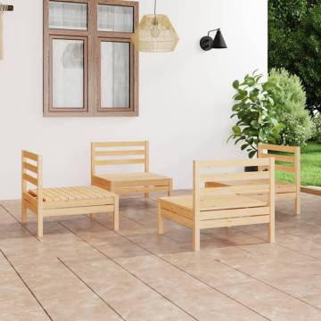 4 Piece Garden Lounge Set Solid Pinewood