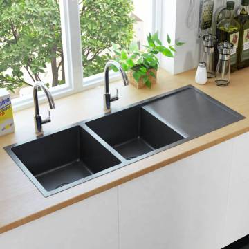 Handmade Kitchen Sink Black Stainless Steel