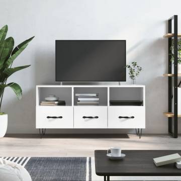 TV Cabinet High Gloss White 102x36x50 cm Engineered Wood