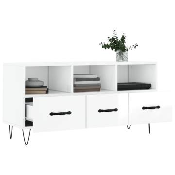 TV Cabinet High Gloss White 102x36x50 cm Engineered Wood