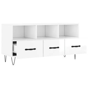 TV Cabinet High Gloss White 102x36x50 cm Engineered Wood