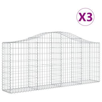 Arched Gabion Baskets 3 pcs 200x30x80/100 cm Galvanised Iron