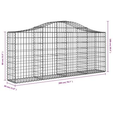 Arched Gabion Baskets 3 pcs 200x30x80/100 cm Galvanised Iron