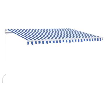 Manual Retractable Awning with LED 400x300 cm Blue and White