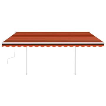 Manual Retractable Awning with LED 4x3 m Orange and Brown