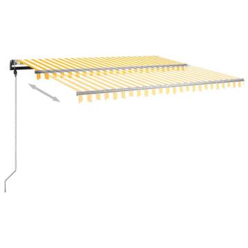 Manual Retractable Awning with Posts 4x3 m Yellow and White