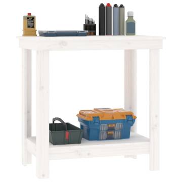 Work Bench White 80x50x80 cm Solid Wood Pine